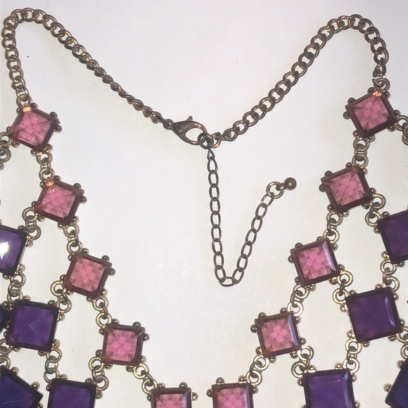 Purple and Pink Statement Necklace - Picture 2 of 11